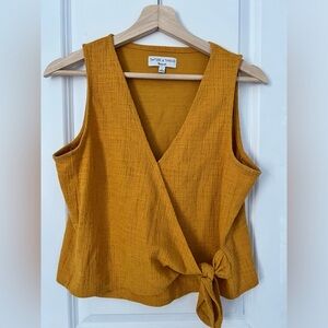 Madewell ochre faux wrap knit tank top